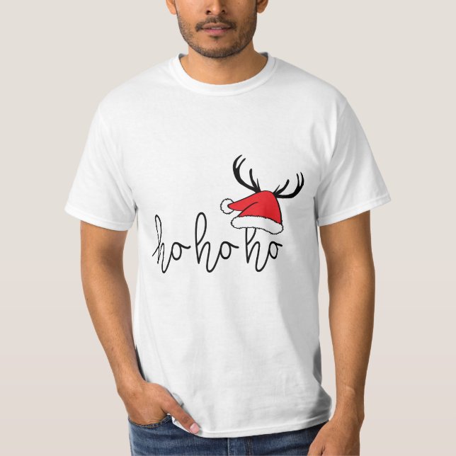 Slogan ho ho, Gelukkig kerstfeest. Kerstman. T Shirt (Framsida)