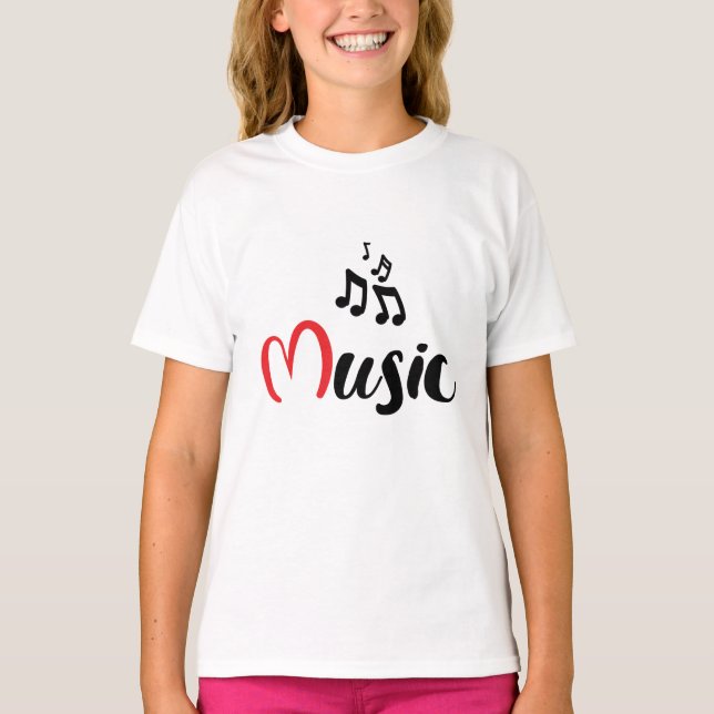 Slogan ik hou van muziek. Liefde voor muziek. T Shirt (Framsida)
