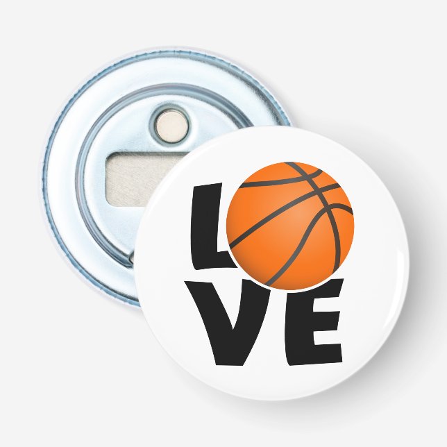 Slogan love Basketbal, ik hou van Basketbal. Flasköppnare (Framsidan)