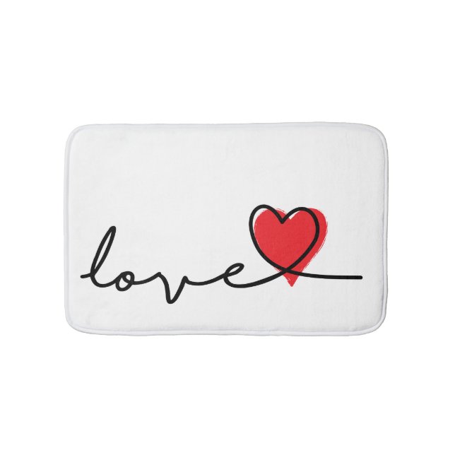 Slogan love. Hartjes, hartje. Valentijnsdag. Badrumsmatta (Framsidan)