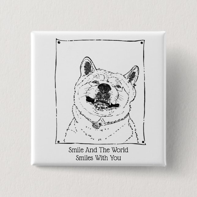 Slogan med söt leende hund knapp (Framsida)