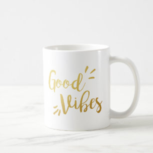 Slogan Mugg God Vibes guld golden