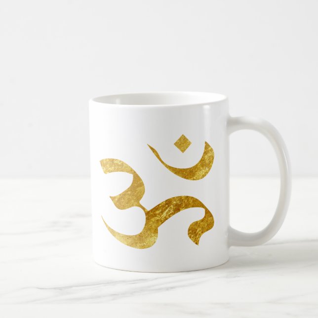 Slogan Mugg | Ohm Yoga Yogi | guld golden (Höger)
