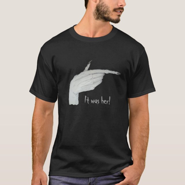 slogan, skrämmande monsterhand som pekar på roligt tee (Framsida)