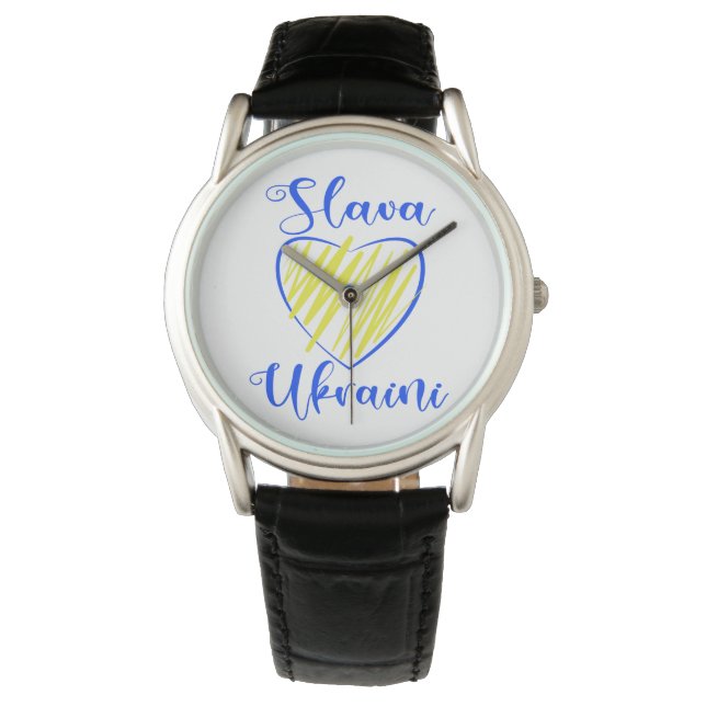 Slogan Slava Ukrainini Glory to Ukraina eart Armbandsur (Framsida)