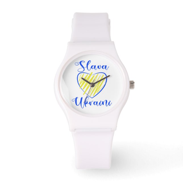 Slogan Slava Ukrainini Glory to Ukraina eart Armbandsur (Framsida)