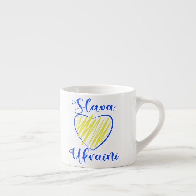 Slogan Slava Ukrainini Glory to Ukraina eart Espressomugg (Höger)