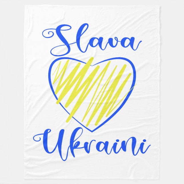 Slogan Slava Ukrainini Glory to Ukraina eart Fleecefilt (Framsidan)