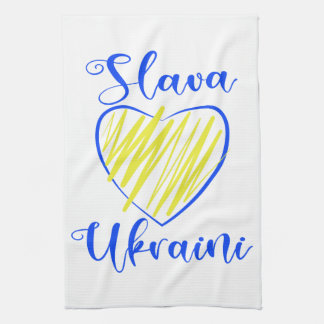 Slogan Slava Ukrainini Glory to Ukraina eart Kökshandduk