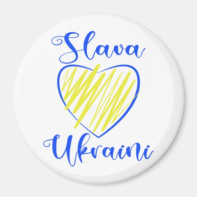 Slogan Slava Ukrainini Glory to Ukraina eart Magnet (Framsidan)