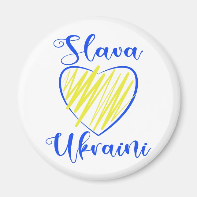 Slogan Slava Ukrainini Glory to Ukraina eart Magnet (Framsidan)