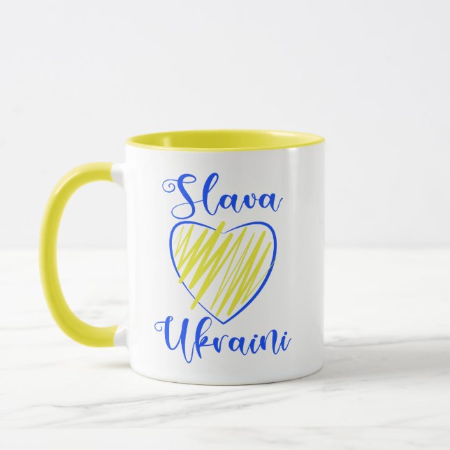 Slogan Slava Ukrainini Glory to Ukraina eart Mugg (Vänster)