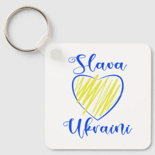 Slogan Slava Ukrainini Glory to Ukraina eart Nyckelring