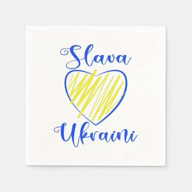 Slogan Slava Ukrainini Glory to Ukraina eart Pappersservett (Framsidan)