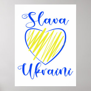 Slogan Slava Ukrainini Glory to Ukraina eart Poster