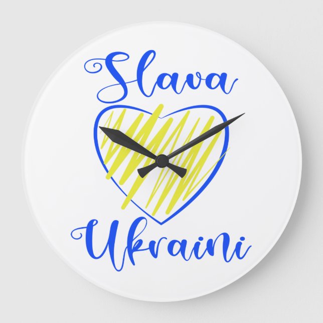Slogan Slava Ukrainini Glory to Ukraina eart Stor Klocka (Framsida)
