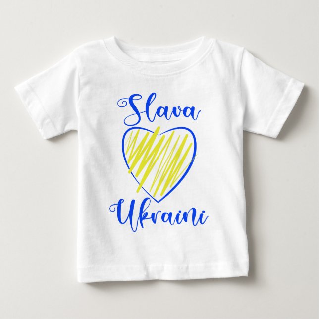 Slogan Slava Ukrainini Glory to Ukraina eart T Shirt (Framsida)