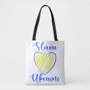 Slogan Slava Ukrainini Glory to Ukraina eart Tote Tygkasse