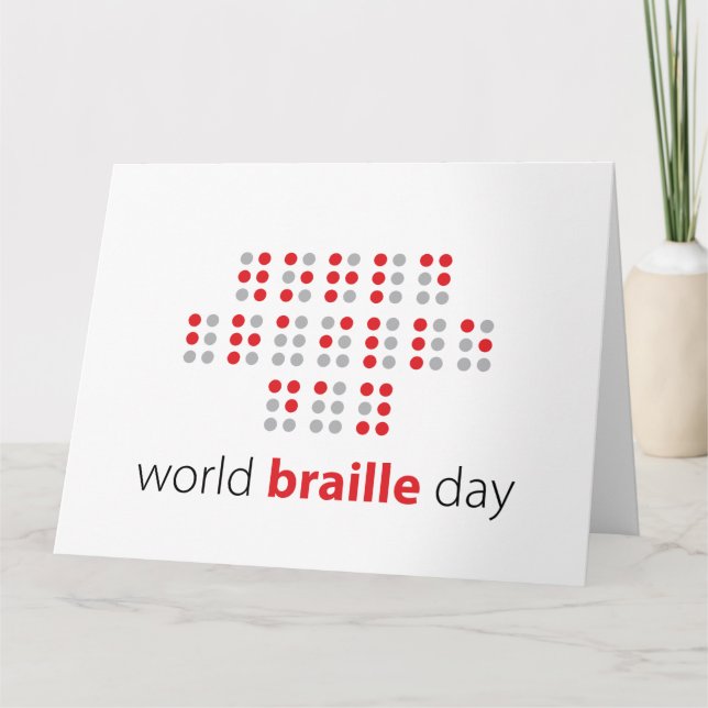 Slogan World braille day. Wereld braille dag. Kort (Framsida)