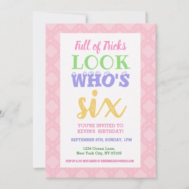 Sloganer i 6e födelsedagsinbjudan inbjudningar (Framsida)