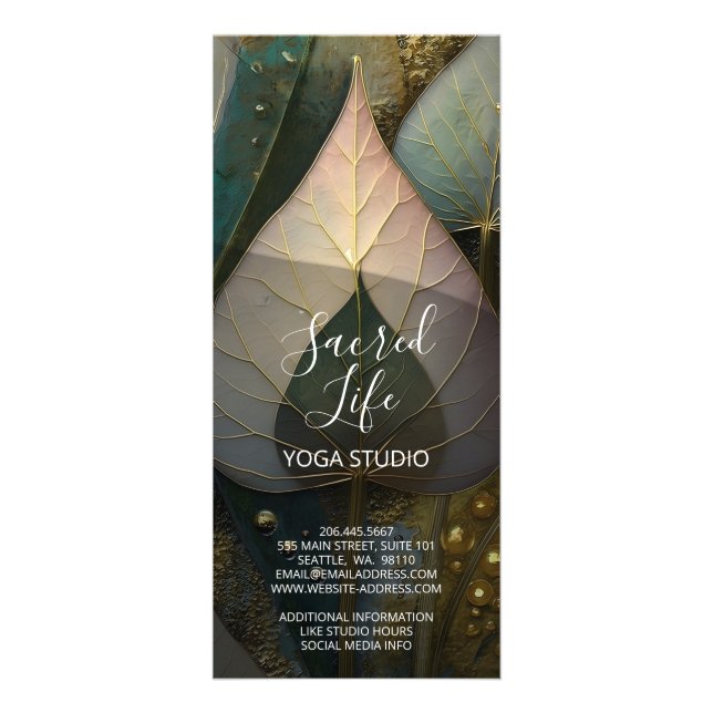 Slöja av blad | botanisk design reklamkort (Baksidan)