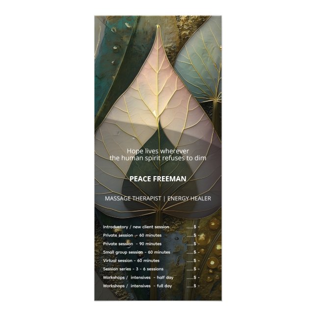 Slöja av blad | botanisk design reklamkort (Framsidan)
