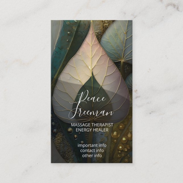 Slöja av blad | botanisk design visitkort (Framsida)