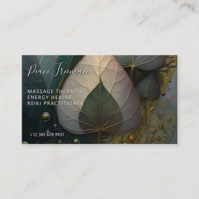 Slöja av blad | botanisk design visitkort (Framsida)
