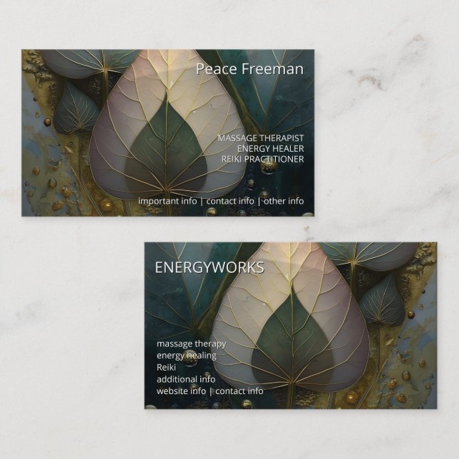 Slöja av blad | Botanisk design Visitkort (Fram/baksida)
