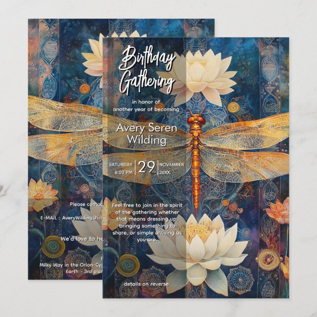 Slöja av Ljus | Dragonfly Design Inbjudningar (Fram/baksida)