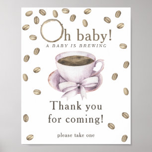 Slöja och kaffe baby shower Tack för att du kom Poster