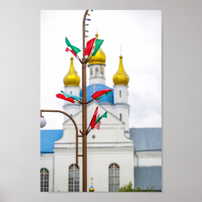 Slonim Belarus Flag Town Architecture Church Poster (Framsidan)