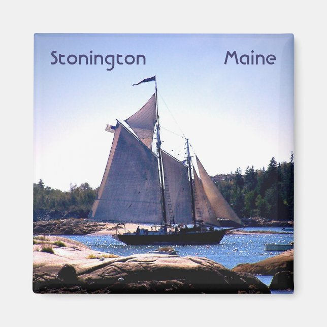 Sloop i Stonington Harbour Magnet (Framsidan)