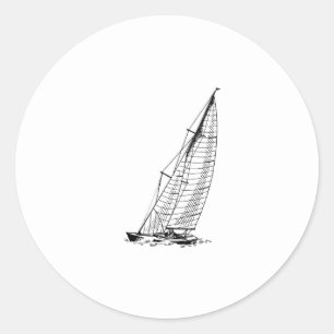 Sloop Sailboat Runt Klistermärke