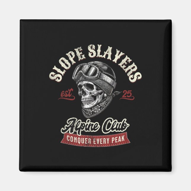 Slope Slayers Freestyle Skidning Skidåkare Vinterä Magnet (Framsidan)