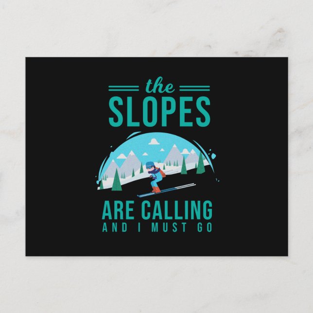 Slopes kallar Skierskidåkningsnowboarden Helg Vykort (Framsida)