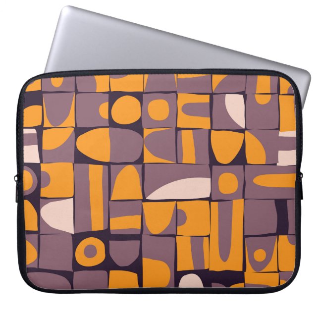 Sloppy Geometric: Vintage Shapes Mönster Laptop Fodral (Framsidan)