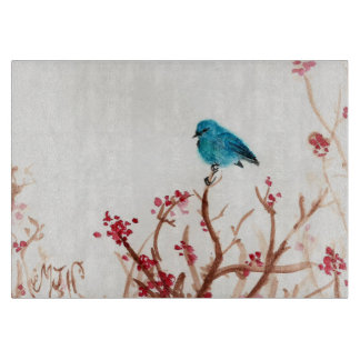 Slösa den Glass skärbrädan för fågeln och för bär