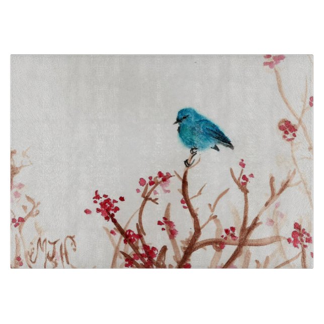 Slösa den Glass skärbrädan för fågeln och för bär (Framsidan)