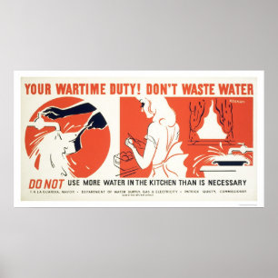 Slösa inte vattenkök WPA Poster