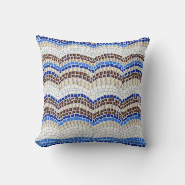 Slösa mosaisk utomhus- dekorativ kudde 16" x 16", (Framsida)