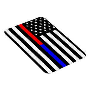 slösa rött tunt fodrar polisbrandmansymbolet USA Magnet