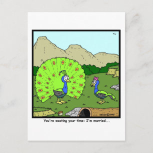 Slösar din tid: Tecknaden Peacock Vykort