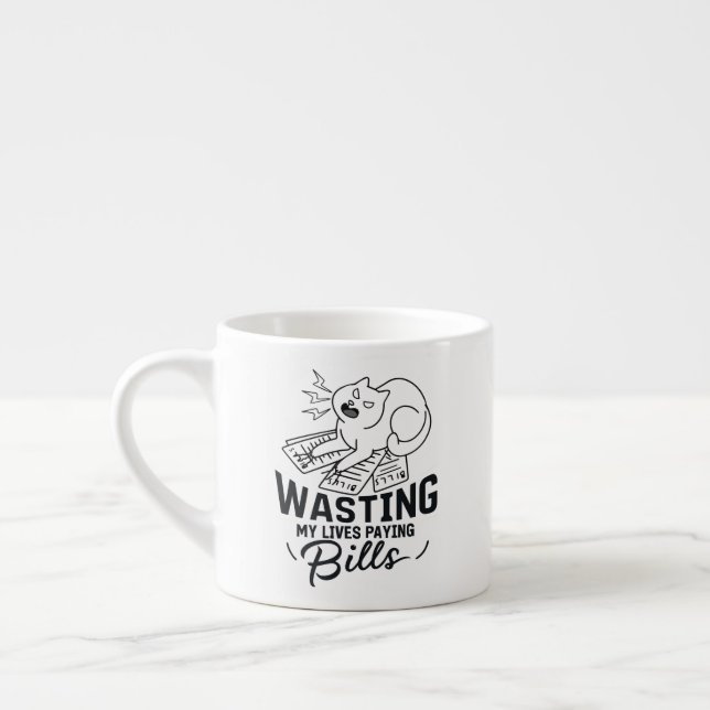 Slösar mina liv Rollig kattdesign Espressomugg (Vänster)