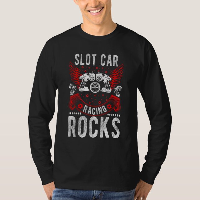Slot Car Racing Rocks Mini Car Drag Racing Slot Ca T Shirt (Framsida)