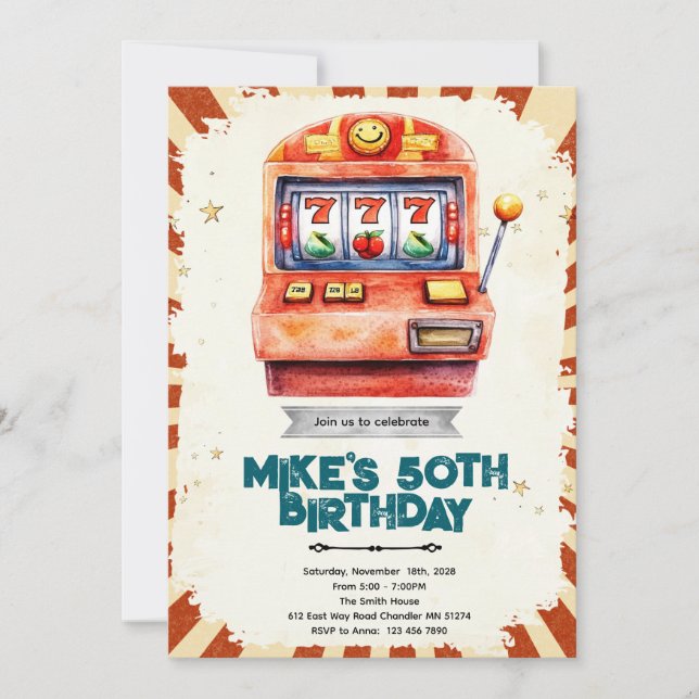 Slot Machine casino party invitation Inbjudningar (Framsida)