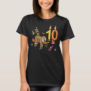 Sloth 10 Birthday Lazy Sloths Animal Graphic T Shirt