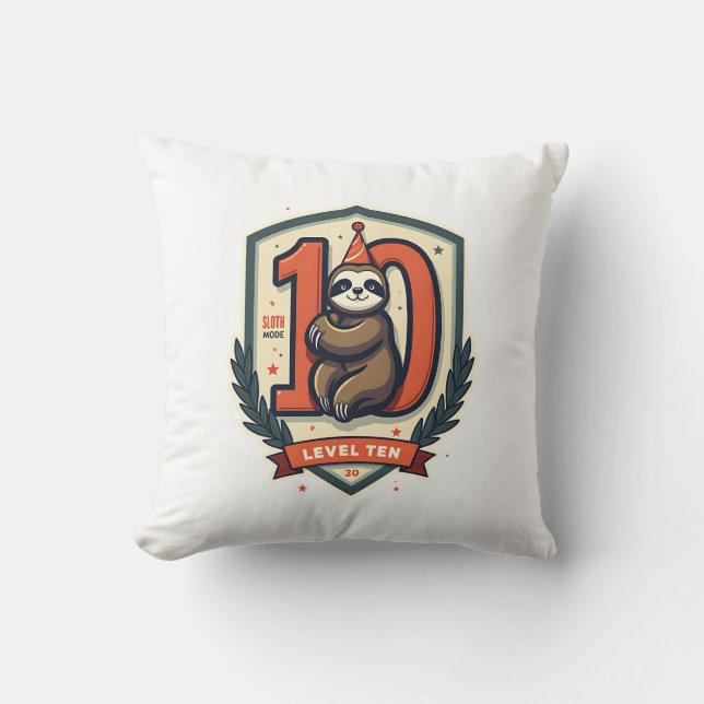 Sloth 10th Birthday Vintage Sunset Shirt 2 Kudde (Framsida)