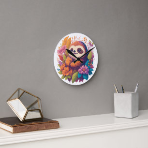 Sloth älskare Gift Rund Klocka