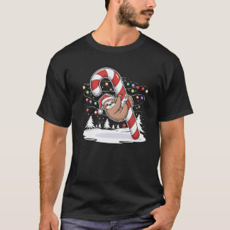 Sloth and Giant Candy Cane Christmas Pajama for Sl T Shirt